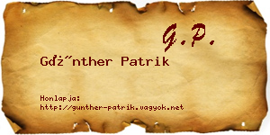 Günther Patrik névjegykártya